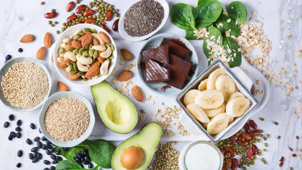 Variety of nutrient-rich healthy foods