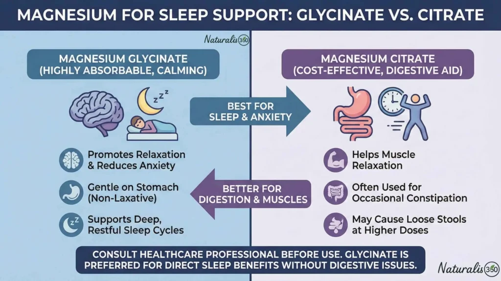 magnesium glycinate vs citrate for sleep comparison supplement capsules